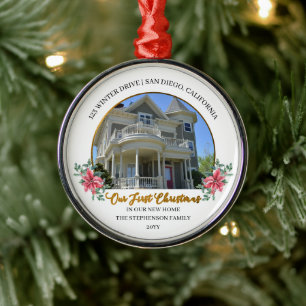 Unsere ersten Weihnachten in unserem neuen Zuhause Ornament Aus Metall