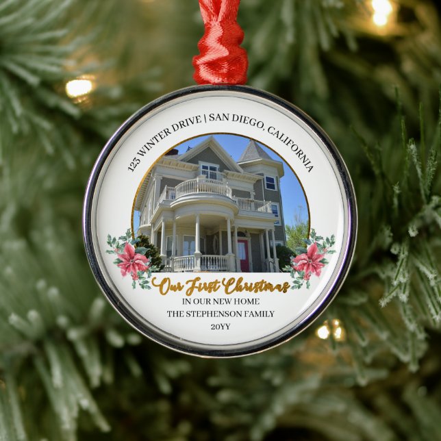 Unsere ersten Weihnachten in unserem neuen Zuhause Ornament Aus Metall (Baum)