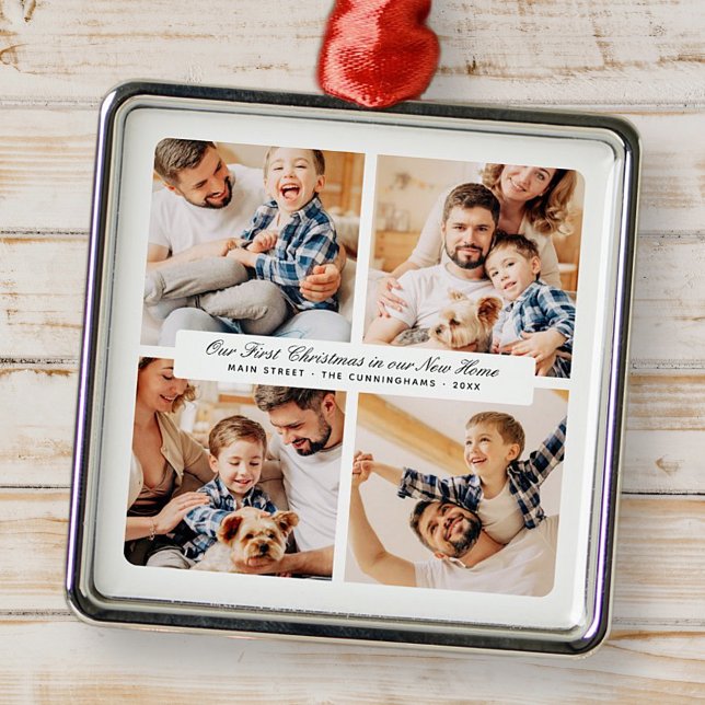 Unsere ersten Weihnachten in unserem neuen Zuhause Ornament Aus Metall (Von Creator hochgeladen)