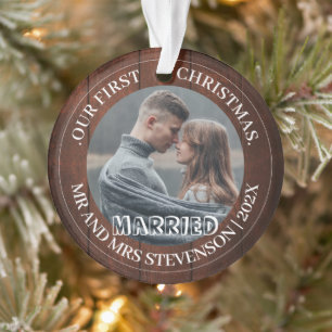 Unsere ersten Weihnachten Mr. and Mrs. elegante 2  Ornament