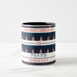 Unsere ersten Weihnachten Mr. und Mrs.   frisch ve Zweifarbige Tasse