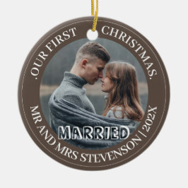 Unsere ersten Weihnachten Mr. und Mrs. frisch verm Keramik Ornament