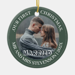Unsere ersten Weihnachten Mr. und Mrs. frisch verm Keramik Ornament
