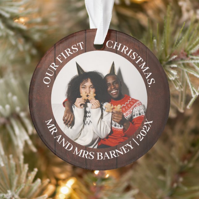 Unsere ersten Weihnachten Mr. und Mrs. frisch verm Ornament (Baum)