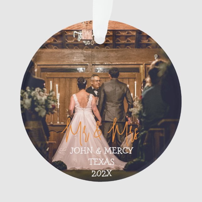 Unsere ersten Weihnachten Mr. und Mrs. frisch verm Ornament (Vorderseite)