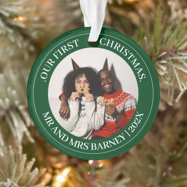 Unsere ersten Weihnachten Mr. und Mrs. frisch verm Ornament (Baum)