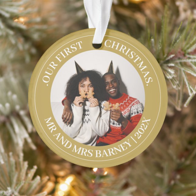 Unsere ersten Weihnachten Mr. und Mrs. frisch verm Ornament (Baum)