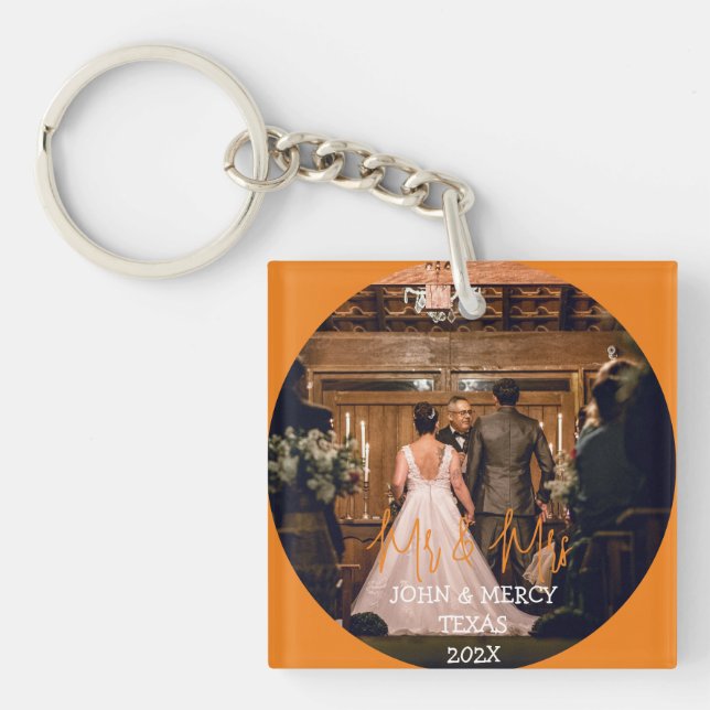 Unsere ersten Weihnachten Mr. und Mrs. frisch verm Schlüsselanhänger (Vorderseite)