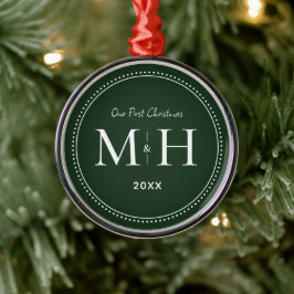 Unsere ersten Weihnachten Newlywings Monogram Gree Ornament Aus Metall