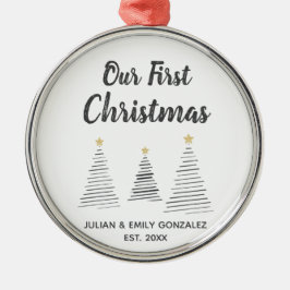 Unsere ersten Weihnachten Schwarz-Weiß-eleganten B Ornament Aus Metall