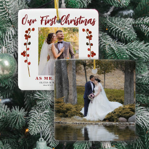 Unsere ersten Weihnachten verheiratet 2 Foto moder Keramikornament