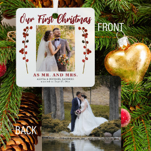 Unsere ersten Weihnachten verheiratet 2 Foto moder Ornament Aus Metall