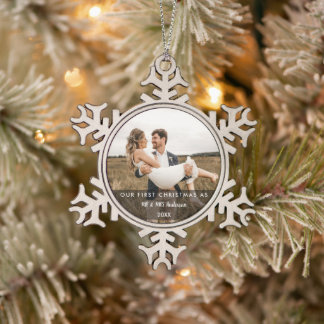 Unsere ersten Weihnachten Verheiratet als Mr. und  Schneeflocken Zinn-Ornament