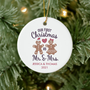 Unsere ersten Weihnachten Verheiratet Keramik Ornament