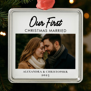 Unsere ersten Weihnachten Verheiratet Minimalistis Ornament Aus Metall