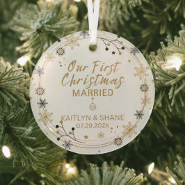 Unsere ersten Weihnachten Verheiratet Ornament Aus Glas