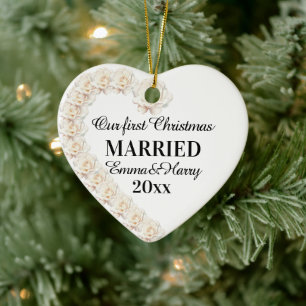 Unsere ersten Weihnachten Verheiratet Personalisie Keramik Ornament