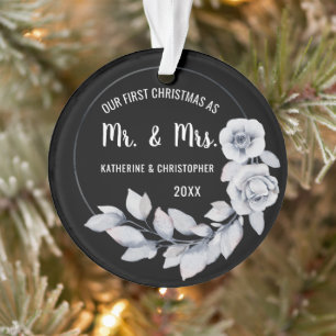 Unsere ersten Weihnachten Verheiratet Silver Ros Ornament