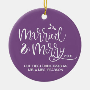 Unsere ersten Weihnachten, Verheiratet und froh, L Keramik Ornament