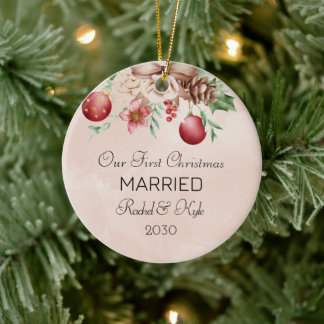Unsere ersten Weihnachten Verheiratete Verlobte Bl Keramik Ornament