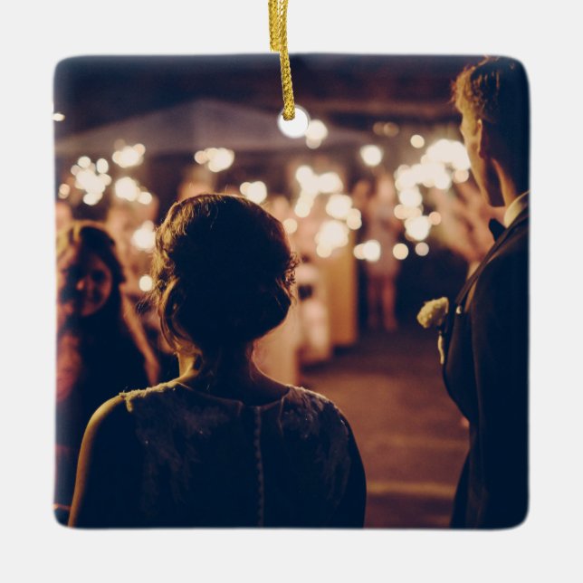 unsere ersten Weihnachten, verheiratete Weihnachte Keramikornament (Vorderseite)