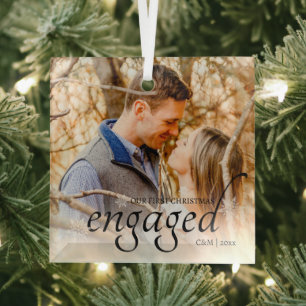 Unsere ersten Weihnachten Verlobt Personalisiert Ornament Aus Glas