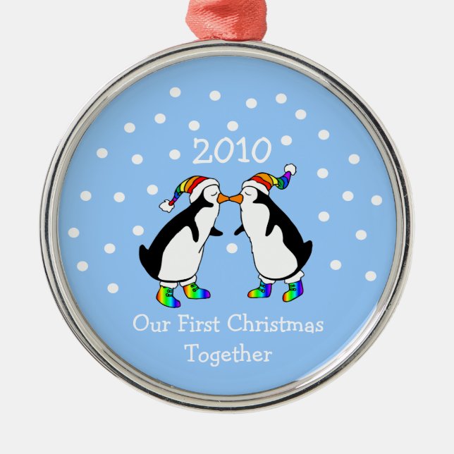 Unsere ersten Weihnachten zusammen 2010 (GLBT-Ping Silbernes Ornament (Vorne)