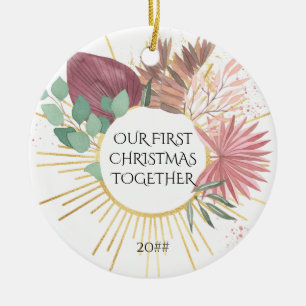 Unsere ersten Weihnachten zusammen Boho Pampas Keramik Ornament