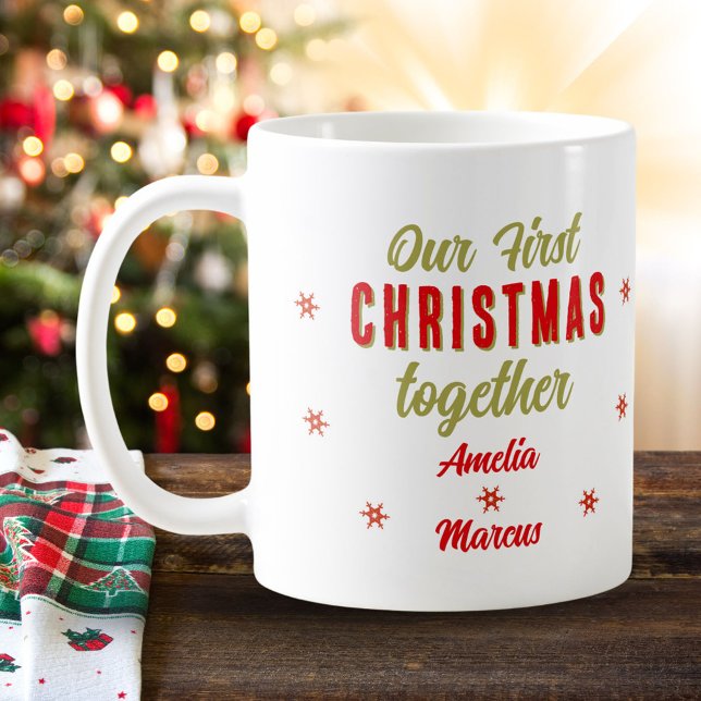 Unsere ersten Weihnachten zusammen Schneeflocken Kaffeetasse (Von Creator hochgeladen)