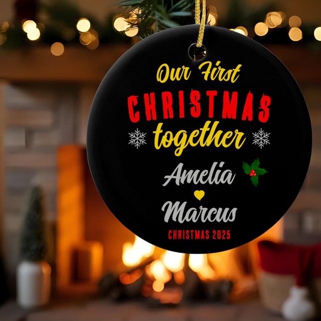 Unsere ersten Weihnachten zusammen Schneeflocken Keramik Ornament (Von Creator hochgeladen)