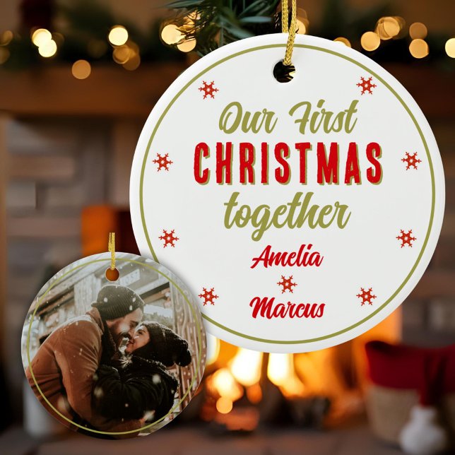 Unsere ersten Weihnachten zusammen Schneeflocken Keramik Ornament (Von Creator hochgeladen)