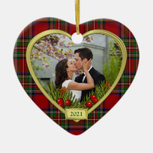 Unsere ersten Weihnachten zusammen Tartan Foto Xma Keramikornament