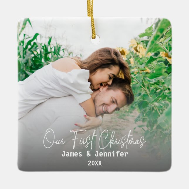 Unsere ersten Weihnachts Custom Couple Names & 2 F Keramikornament (Vorderseite)