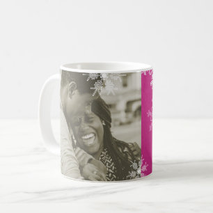 Unsere ersten Weihnachts-Rosa-Schneeflocken Minima Kaffeetasse