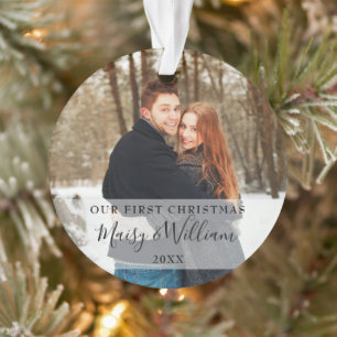 Unsere ersten Weihnachtsfotos als Paar Ornament