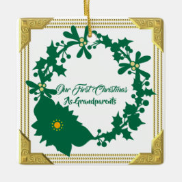 Unsere ersten Weihnachtsgroßeltern Poinsettia Holl Keramikornament