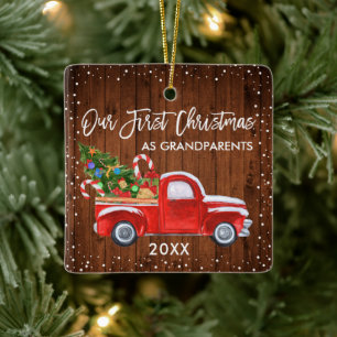 Unsere ersten Weihnachtsgroßeltern trucken Holzsch Keramikornament