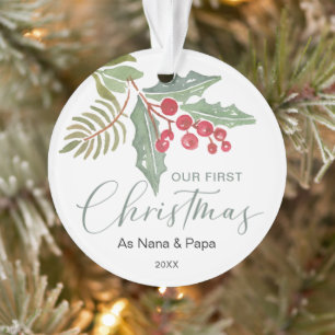 Unsere ersten Weihnachtsgroßeltern Winter Greeneri Ornament