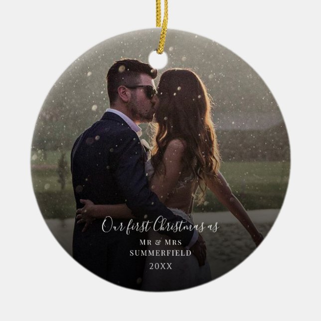 Unsere ersten Weihnachtspaare Hochzeiten Foto Keramik Ornament (Vorne)