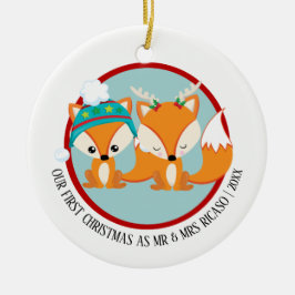 Unsere ersten Weihnachtsroten Füchse Personalisier Keramikornament
