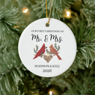 Unsere erstes Weihnachten als Kardinal-Paar Keramik Ornament