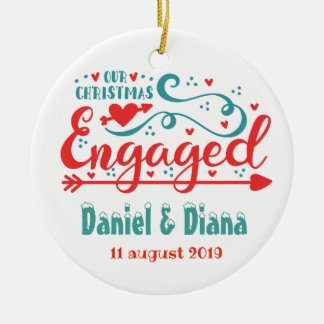 Unsere erstes Weihnachtsverlobten Baumverzierungen Keramik Ornament