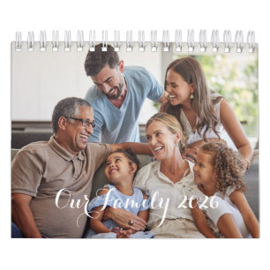 Unsere Familie 2026 Elegantes Schriftzug-Foto-Desi Kalender
