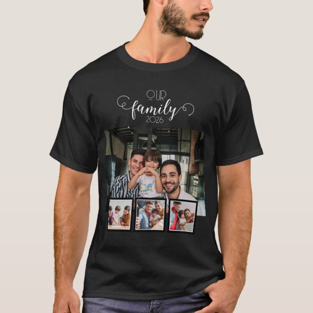 Unsere Familie 4 FotoCollage T-Shirt (Vorderseite)