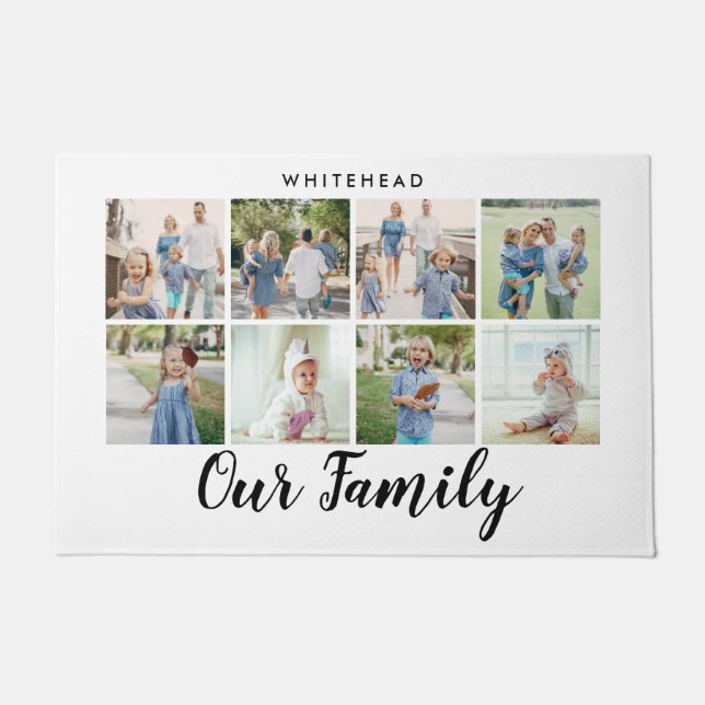 Unsere Familie Foto Collage Modern Fußmatte (Vorderseite)