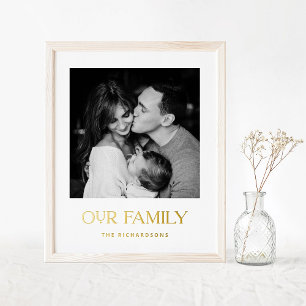 Unsere Familie   Foto und Moderner Text in Gold Foliendrucke