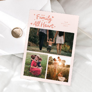 Unsere Familie ist ganz Herz Pfirsich Valentinstag Feiertagskarte