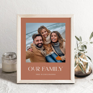 Unsere Familie   Terracotta Moderner Text und Foto Poster