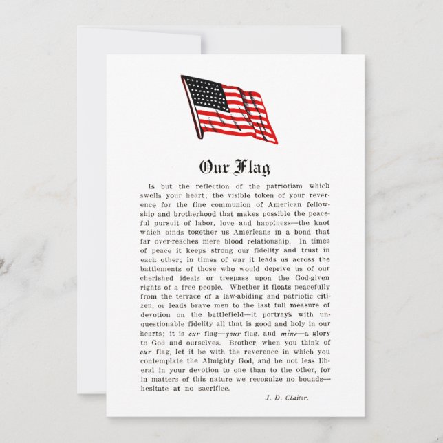 Unsere Flagge USA Americana Patriotismus Words Spr Dankeskarte (Vorderseite)