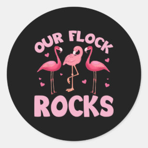 Unsere Flock Rocks Familie Flamingo Matching Somme Runder Aufkleber